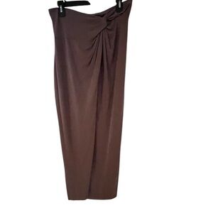 Cynthia Rowley large tan faux wrap maxi  skirt with stretch